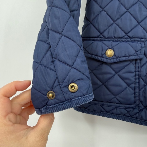 Polo Ralph Lauren Jacket Child Size 6X Blue Hooded Diamond Quilted Corduroy Trim - Picture 6 of 16